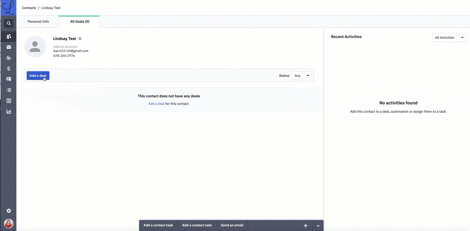 Create a new deal in ActiveCampaign
