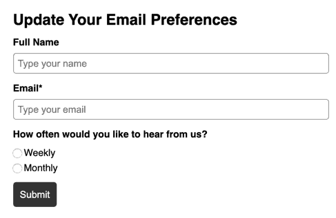 Subscription form by frequency