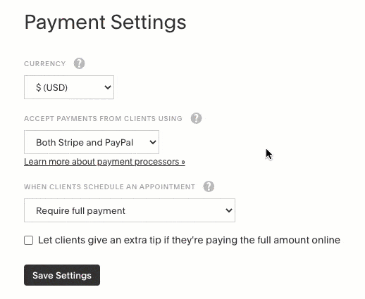 Acuity Scheduling payment options