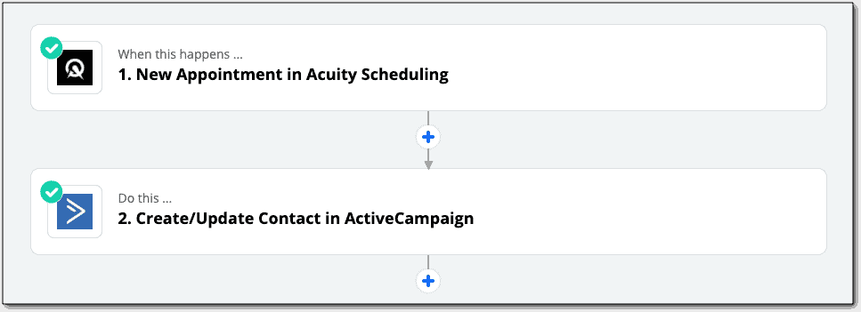 Zapier allows you to connect Acuity Scheduling with ActiveCampaign to create automated appointments data in your CRM